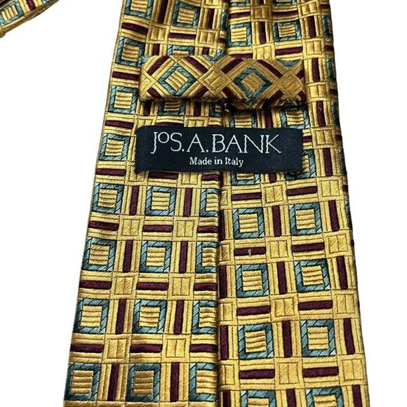 Jos A Bank Orange Mens 100% Silk Geometric Italy Mens Neck Tie 59" x 3.25" - Picture 16 of 16